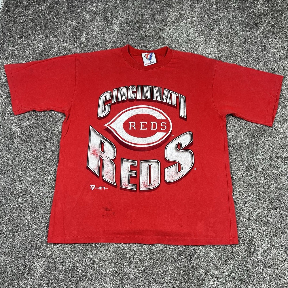 Vintage 90s Cincinnati Reds T Shirt Men's Size M Single Stitch Faded Distressed